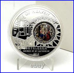 Cook Islands 2012 10$ WINDOWS OF HEAVEN BETHLEHEM Church Saint Silver Coin