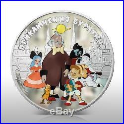 Cook Islands 2012 25$ Adventures of Buratino 5 Oz Silver Coin MINTAGE 500 ONLY