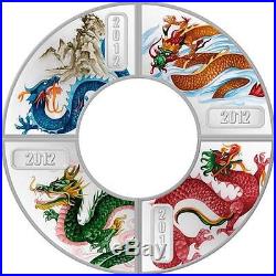Cook Islands 2012 4×1$ Year of the Dragon Proof 4 x 1/2 Oz Silver Coin Set