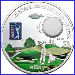 Cook Islands 2012 $5 PGA TOUR Golf Ball 20g Silver Proof Coin with Inlay