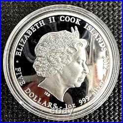 Cook Islands 2012 $5 Year of the Dragon 1 oz Blue Prosperity Silver Coin