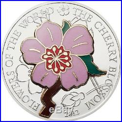 Cook Islands 2012 Flowers of the World Cherry Blossom in Cloisonné Silver Coin