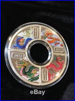 Cook Islands 2012 Lunar The Year of the Dragon 4 x1/2 Oz Silver Proof Coin Set
