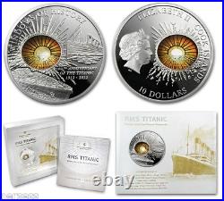 Cook Islands 2012 TITANIC 100th Anniv 2 Oz $10 Proof Silver Coin Glass Insert