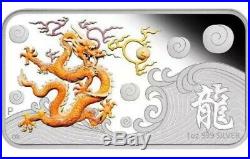 Cook Islands 2012 Year of Dragon 4 Coin Rectangle Color Silver 1 Oz Proof $1 Set