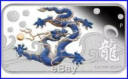 Cook Islands 2012 Year of Dragon 4 Coin Rectangle Color Silver 1 Oz Proof $1 Set