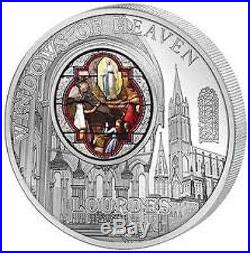 Cook Islands 2013 10$ Windows of Heaven LOURDES 50g Silver Coin