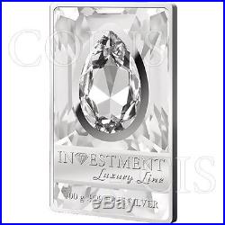 Cook Islands 2013 20$ Silver Luxury Line White 100g Proof Ag Coin withSwarovski