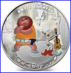 Cook Islands 2013 5$ Cartoon Puss In Boots 1Oz Silver Coin
