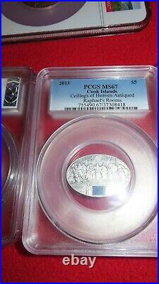 Cook Islands 2013 5$ NANO RAPHAEL ROOMS Ceilings of Heaven Silver Coin PCGS PR6