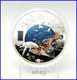 Cook Islands 2014 10$ Marine Life Nano Sea Whale Turtle Fauna 50g. Silver Coin