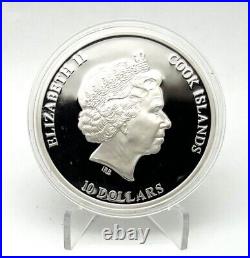 Cook Islands 2014 10$ Marine Life Nano Sea Whale Turtle Fauna 50g. Silver Coin