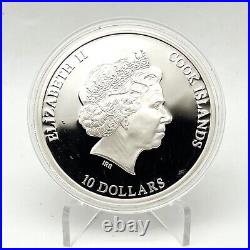 Cook Islands 2014 10$ Marine Life Nano Sea Whale Turtle Fauna 50g. Silver Coin