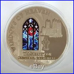 Cook Islands 2014 $10 WINDOWS OF HEAVEN Washington Cathedral withLunar Rock Coin