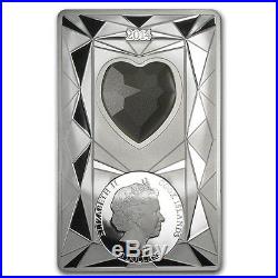 Cook Islands 2014 20$ Luxury Line III Crystal Blue Heart 100g Proof Silver Coin