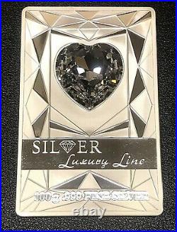 Cook Islands 2014 $20 Luxury Line Silver 100 g Proof Coin with Huge Swarovski