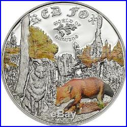 Cook Islands 2014 $2 World of Hunting II Red Fox 1/2 Oz Silver Proof Coin