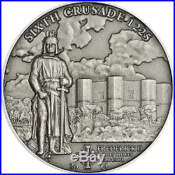 Cook Islands 2014 5$ Crusade 6 Frederick II Silver Coin