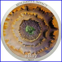 Cook Islands 2014 $5 Meteorite Moldavite Impact 1 Oz Silver Proof Coin