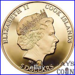Cook Islands 2014 5$ Shades of Nature Bee Gold Gilded Silver Proof Coin