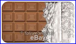 Cook Islands 2014 Chocolate Scented Coin Candy Bar $5 Pure Silver w Color, Aroma