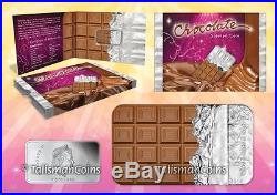 Cook Islands 2014 Chocolate Scented Coin Candy Bar $5 Pure Silver w Color, Aroma