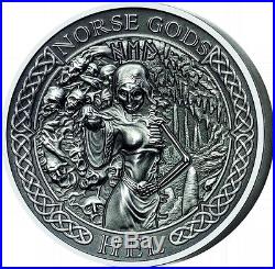 Cook Islands 2015 10$ The Norse Gods Hel 2 oz Antique finish Silver Coin