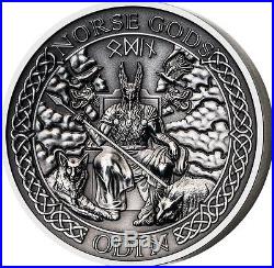 Cook Islands 2015 10$ The Norse Gods ODIN 2oz Antique finish Silver Coin