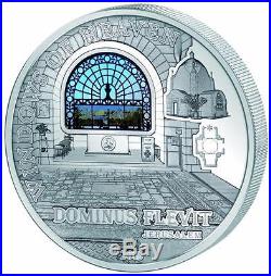 Cook Islands 2015 $10 Windows of Heaven Jerusalem Dominus Flevit 50g Silver Coin