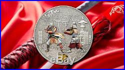 Cook Islands 2015 $5 History of Samurai 1 Oz Silver Coin with Armor pcs Inlay