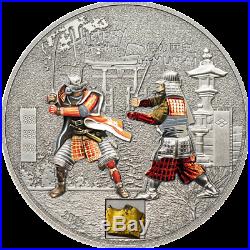 Cook Islands 2015 5$ History of the Samurai 1 Oz Silver Antique Coin