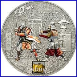 Cook Islands 2015 $5 History of the Samurai 1 Oz Silver Coin Authentic Inlay