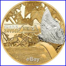 Cook Islands 2015 5$ Shades of Nature Butterfly Gold plated Silver Coin
