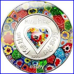 Cook Islands 2015 $5 Venetian Murrine Millefiori Glass Art Proof Silver Coin