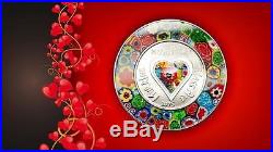 Cook Islands 2015 $5 Venetian Murrine Millefiori Glass Art Proof Silver Coin