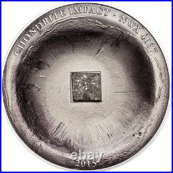 Cook Islands 2015 Chondrite Impact Meteorite 1 Oz Antique Finish Silver Coin