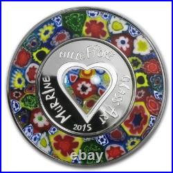 Cook Islands 2015 Murano Millefiori Glass Art $5 Silver Proof Coin Perfect OGP