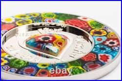 Cook Islands 2015 Murano Millefiori Glass Art $5 Silver Proof Coin Perfect OGP