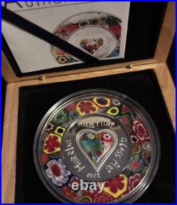 Cook Islands 2015 Murano Millefiori Glass Art $5 Silver Proof Coin Perfect OGP