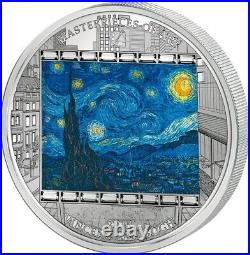 Cook Islands 2015 Starry Night by Van Gogh $20 Silver Proof Coin Swarovski