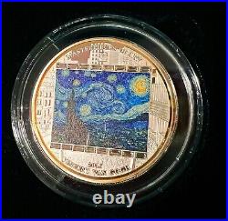 Cook Islands 2015 Starry Night by Van Gogh $20 Silver Proof Coin Swarovski