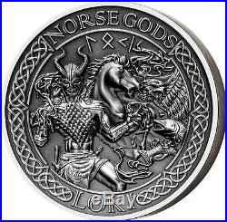 Cook Islands 2016 10$ The Norse Gods Loki 2 oz Antique finish Silver Coin