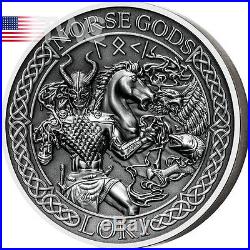Cook Islands 2016 10$ The Norse Gods Loki 2oz Antique finish Silver Coin