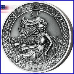 Cook Islands 2016 10$ The Norse Gods Sif 2 oz Antique finish Silver Coin