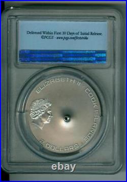 Cook Islands 2016 $2 Tamdakht Meteorite 1/2 Oz. 999 Silver Pcgs Ms-69 Cook Islands 2016 $2 Tamdakht Meteorite 1/2 Oz. 999 Silver Pcgs Ms-69