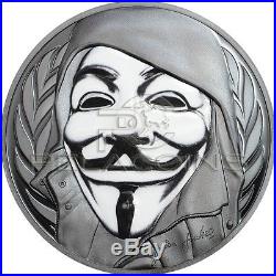 Cook Islands 2016 5$ GUY FAWKES MASK Anonymous V for Vendetta 1oz Silver Coin
