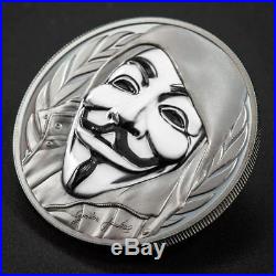 Cook Islands 2016 5$ Guy Fawkes Mask 1 Oz Silver Coin Black Proof Smart Minting