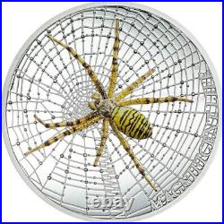 Cook Islands 2016 5$ Magnificient Life Spider 1 Oz Colored Silver Coin