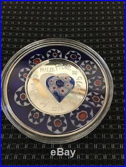 Cook Islands 2016 5$ Murrine Millefiori Glass Art 2016 Proof Silver Coin