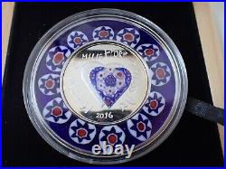 Cook Islands 2016 5$ Murrine Millefiori Glass Art 20 g. 999 Silver Coin